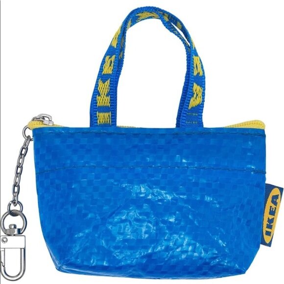 IKEA Knolig mini shopper tote keychain blue yellow coin purse - Picture 8 of 10